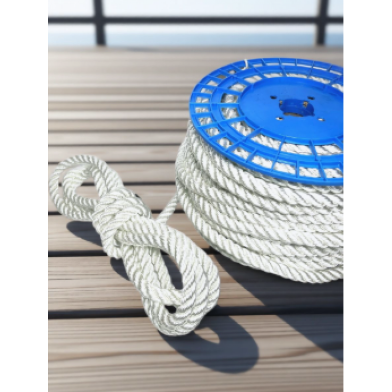 Канат полиамидный ПА (капроновый) тросовый 3-х прядный D 22 мм